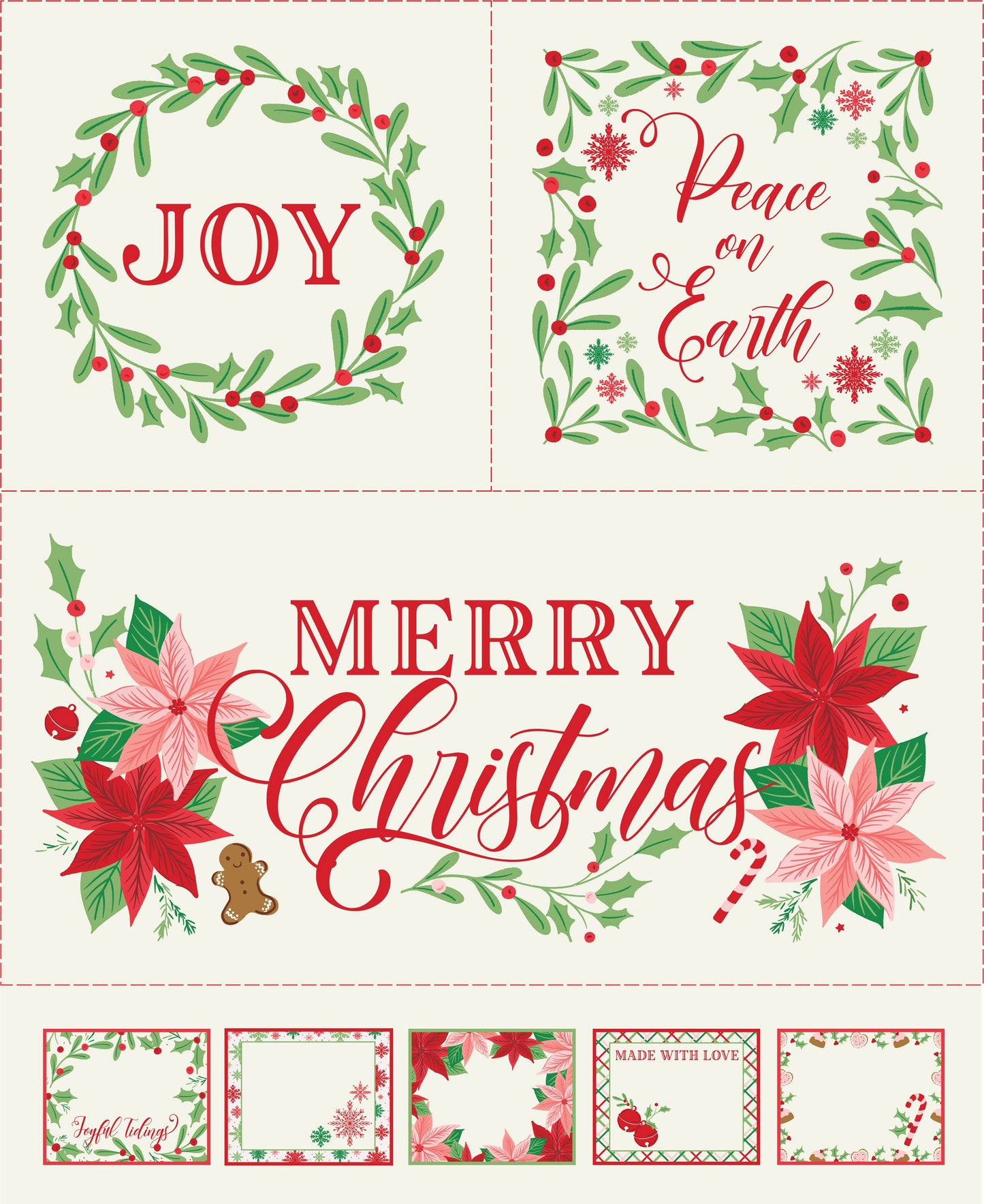 Merrily On High Christmas 36" x 44" on Snow Multi Panel by Sweetfire Road for Moda Fabrics