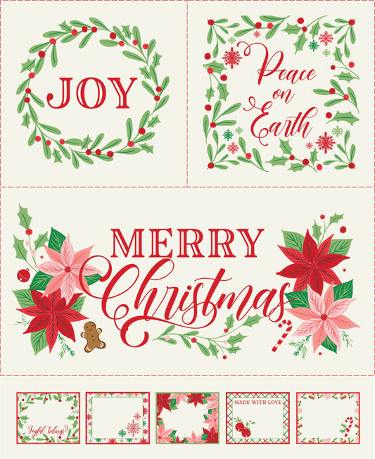 Merrily On High Christmas 36" x 44" on Snow Multi Panel by Sweetfire Road for Moda Fabrics