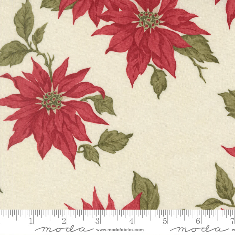 Candlelight Christmas Poinsettia Florals Cream by 3 Sisters for Moda Fabrics