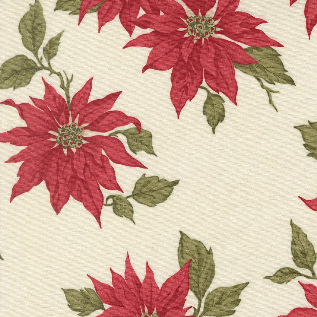 Candlelight Christmas Poinsettia Florals Cream by 3 Sisters for Moda Fabrics
