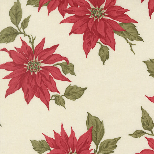 Candlelight Christmas Poinsettia Florals Cream by 3 Sisters for Moda Fabrics