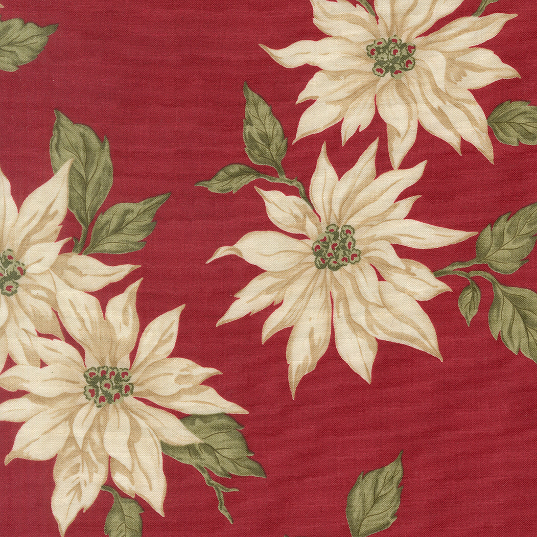 Candlelight Christmas Poinsettia Florals Crimson by 3 Sisters for Moda Fabrics