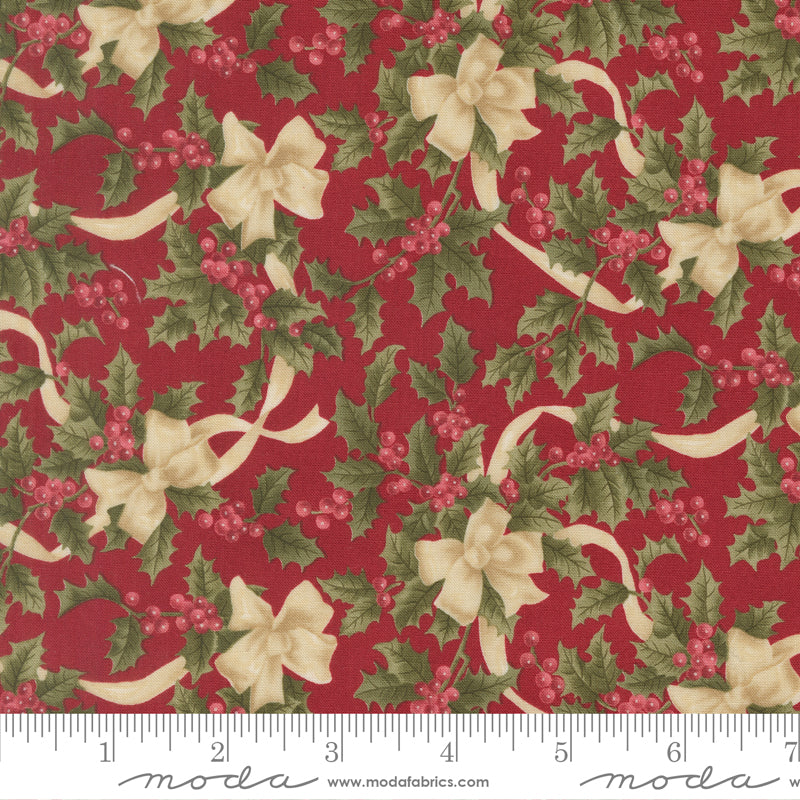 Candlelight Christmas Christmas Bows and Holly Berries Crimson by 3 Sisters for Moda Fabrics