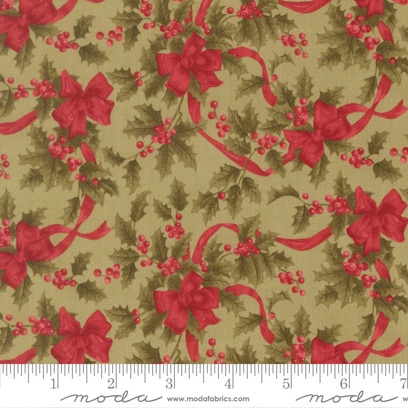Candlelight Christmas Christmas Bows and Holly Berries Sage by 3 Sisters for Moda Fabrics