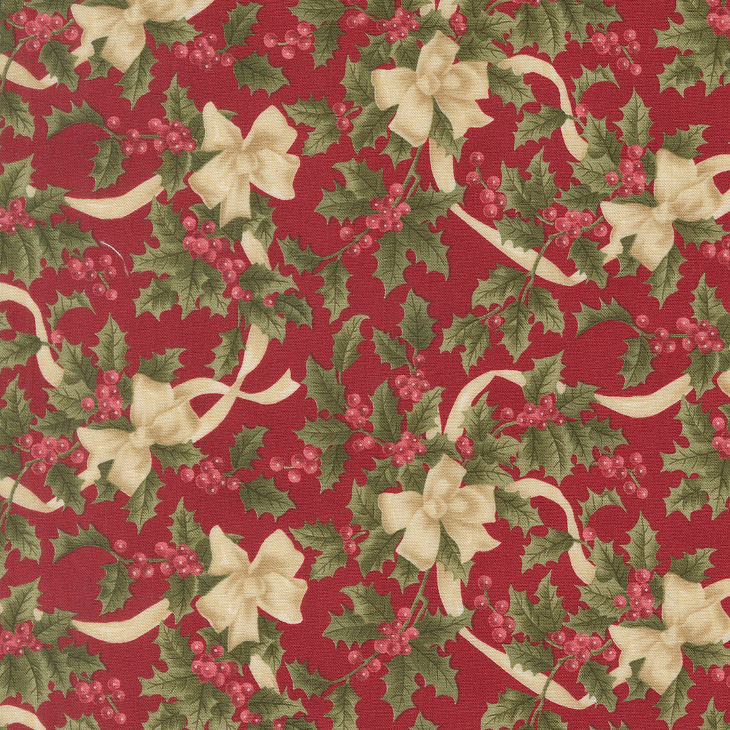 Candlelight Christmas Christmas Bows and Holly Berries Crimson by 3 Sisters for Moda Fabrics