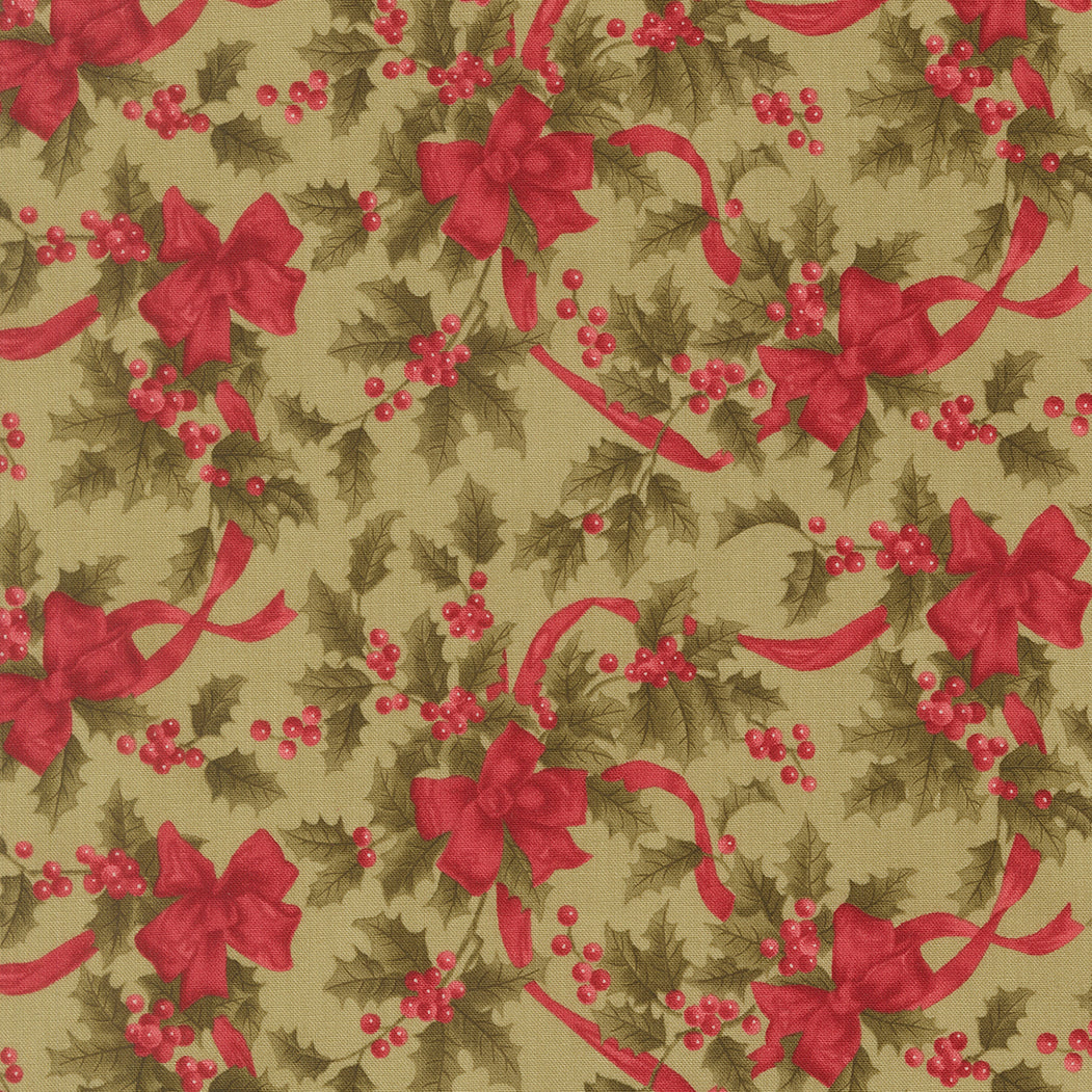 Candlelight Christmas Christmas Bows and Holly Berries Sage by 3 Sisters for Moda Fabrics