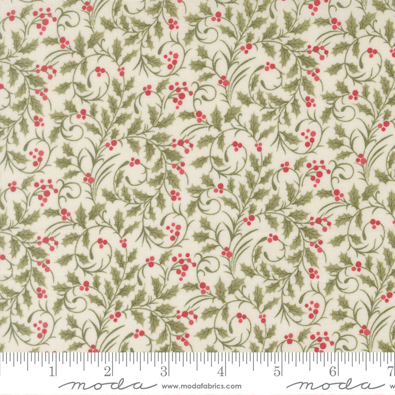 Candlelight Christmas Scroll Blenders Vines and Berries Cream by 3 Sisters for Moda Fabrics
