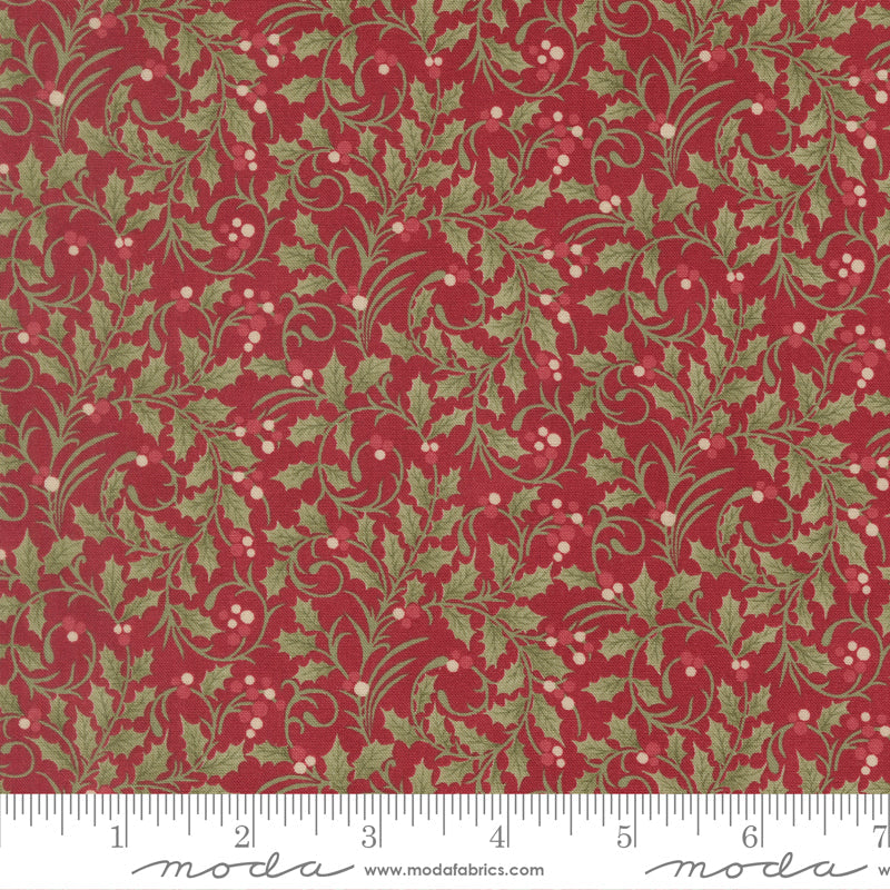 Candlelight Christmas Scroll Blenders Vines and Berries Crimson by 3 Sisters for Moda Fabrics