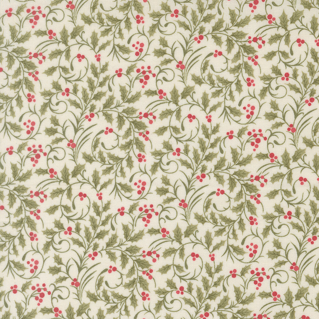Candlelight Christmas Scroll Blenders Vines and Berries Cream by 3 Sisters for Moda Fabrics