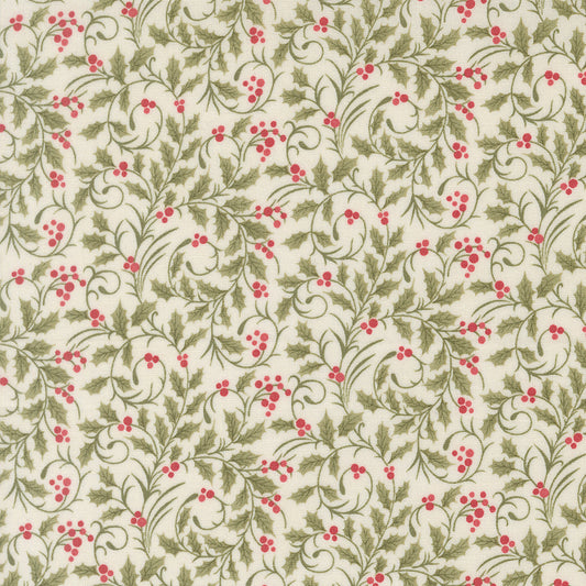 Candlelight Christmas Scroll Blenders Vines and Berries Cream by 3 Sisters for Moda Fabrics