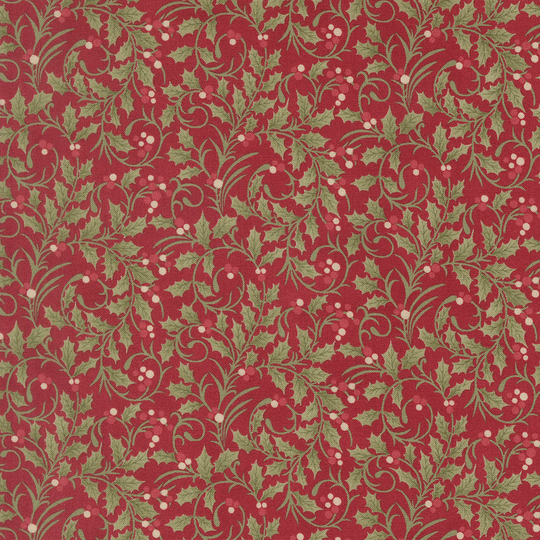 Candlelight Christmas Scroll Blenders Vines and Berries Crimson by 3 Sisters for Moda Fabrics