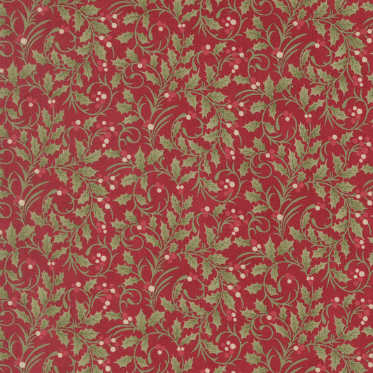 Candlelight Christmas Scroll Blenders Vines and Berries Crimson by 3 Sisters for Moda Fabrics