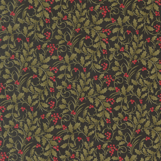 Candlelight Christmas Scroll Blenders Vines and Berries Ebony by 3 Sisters for Moda Fabrics