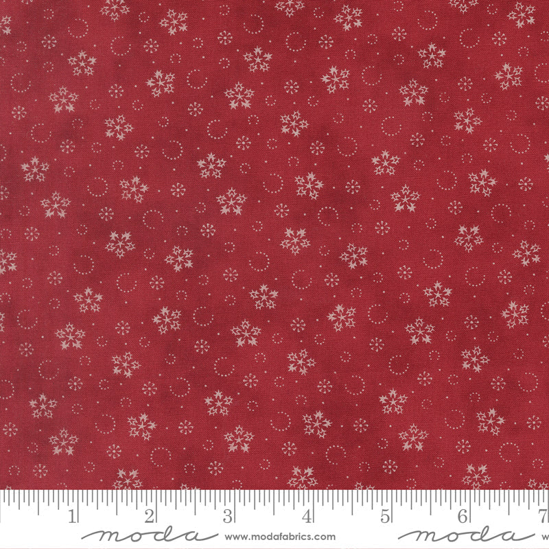 Candlelight Christmas Festive Flurries Blenders Snow Flake Dot Crimson by 3 Sisters for Moda Fabrics