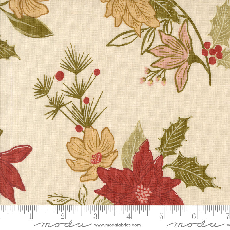 Old World Yuletide Festive Floral Eggshell by Fancy That Design House for Moda Fabrics