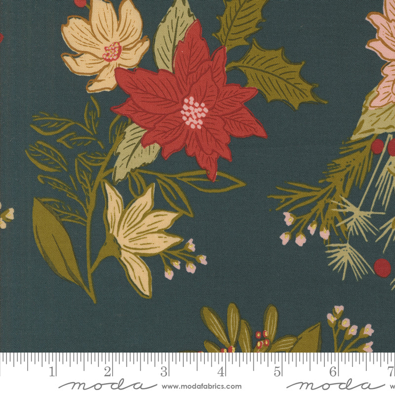 Old World Yuletide Festive Floral Midnight by Fancy That Design House for Moda Fabrics
