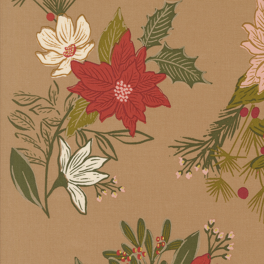 Old World Yuletide Festive Floral Mushroom by Fancy That Design House for Moda Fabrics