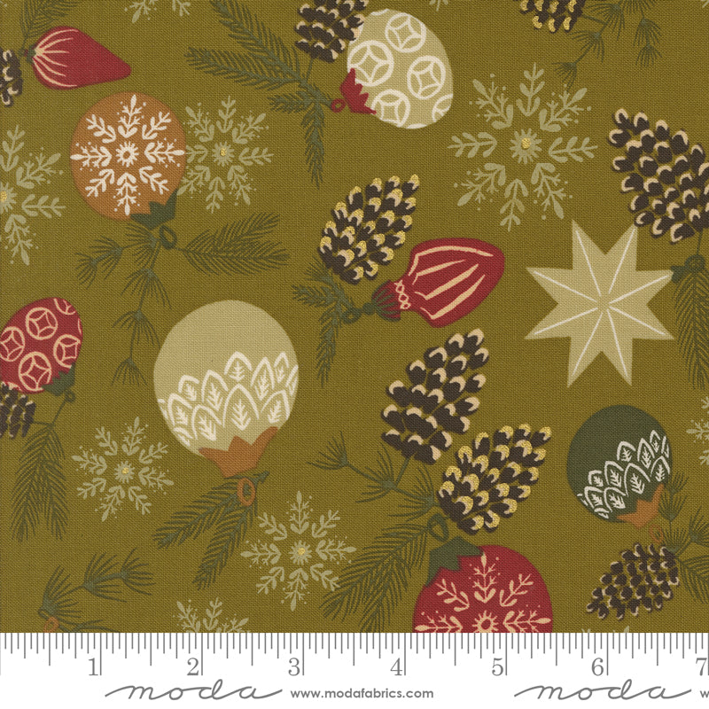 Old World Yuletide Branches and Baubles Pickle by Fancy That Design House for Moda Fabrics