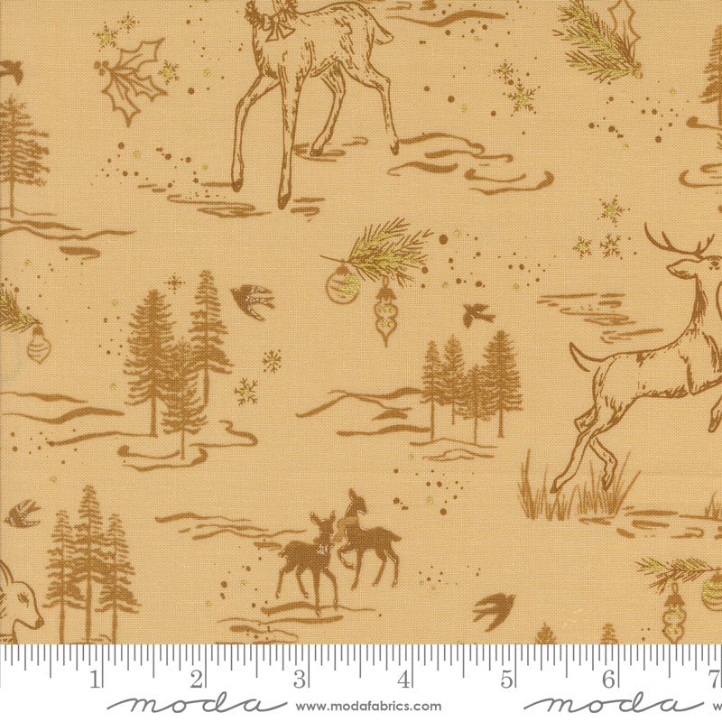 Old World Yuletide Oh Deer Toile Landscape and Nature Almond by Fancy That Design House for Moda Fabrics