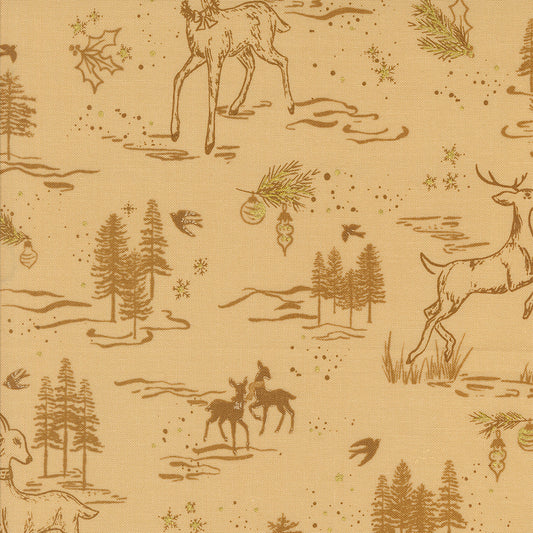 Old World Yuletide Oh Deer Toile Landscape and Nature Almond by Fancy That Design House for Moda Fabrics