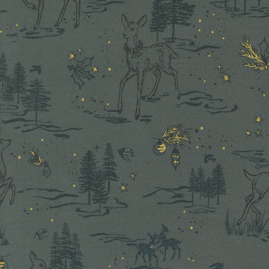 Old World Yuletide Oh Deer Toile Landscape and Nature Dusk by Fancy That Design House for Moda Fabrics