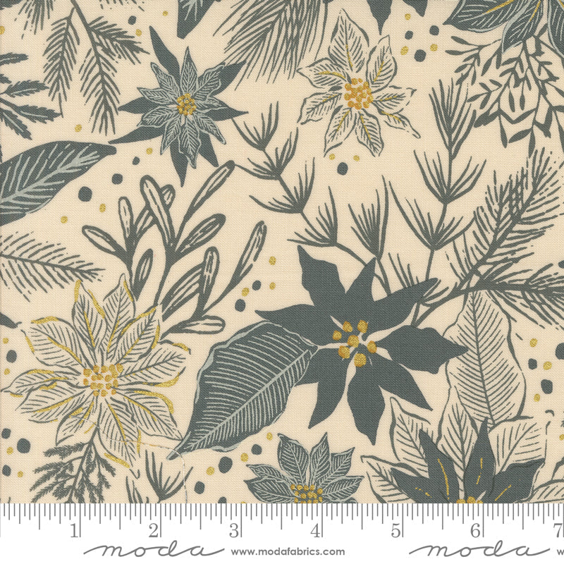 Old World Yuletide Winter Botanicals Sprigs and Berries Eggshell by Fancy That Design House for Moda Fabrics
