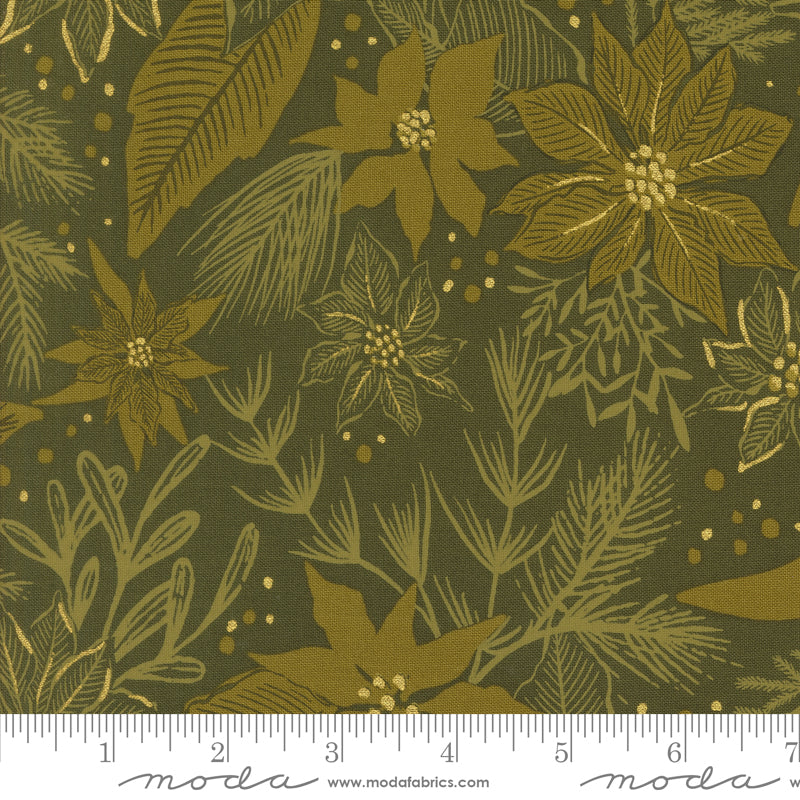 Old World Yuletide Winter Botanicals Sprigs and Berries Pine by Fancy That Design House for Moda Fabrics