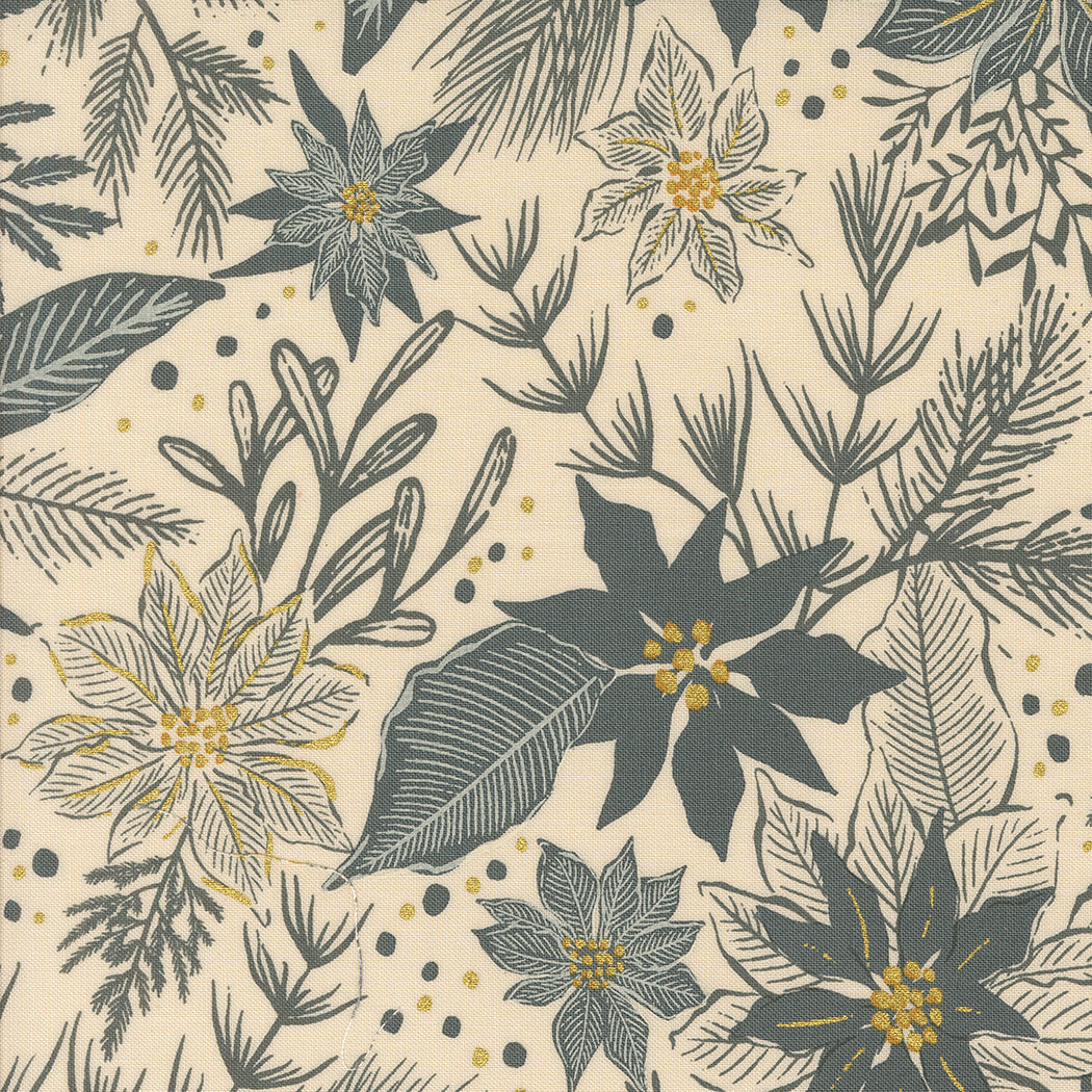Old World Yuletide Winter Botanicals Sprigs and Berries Eggshell by Fancy That Design House for Moda Fabrics