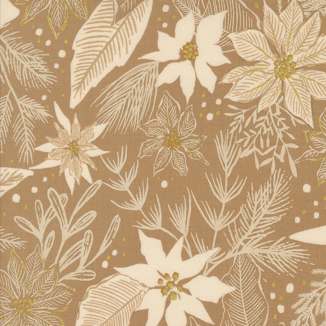 Old World Yuletide Winter Botanicals Sprigs and Berries Mushroom by Fancy That Design House for Moda Fabrics