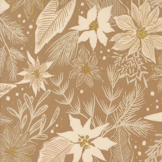 Old World Yuletide Winter Botanicals Sprigs and Berries Mushroom by Fancy That Design House for Moda Fabrics