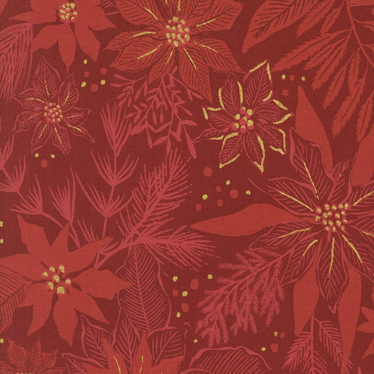 Old World Yuletide Winter Botanicals Sprigs and Berries Crimson by Fancy That Design House for Moda Fabrics