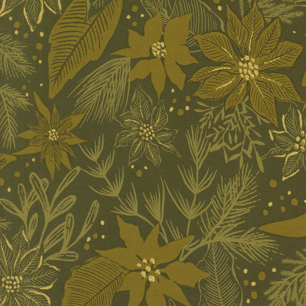 Old World Yuletide Winter Botanicals Sprigs and Berries Pine by Fancy That Design House for Moda Fabrics