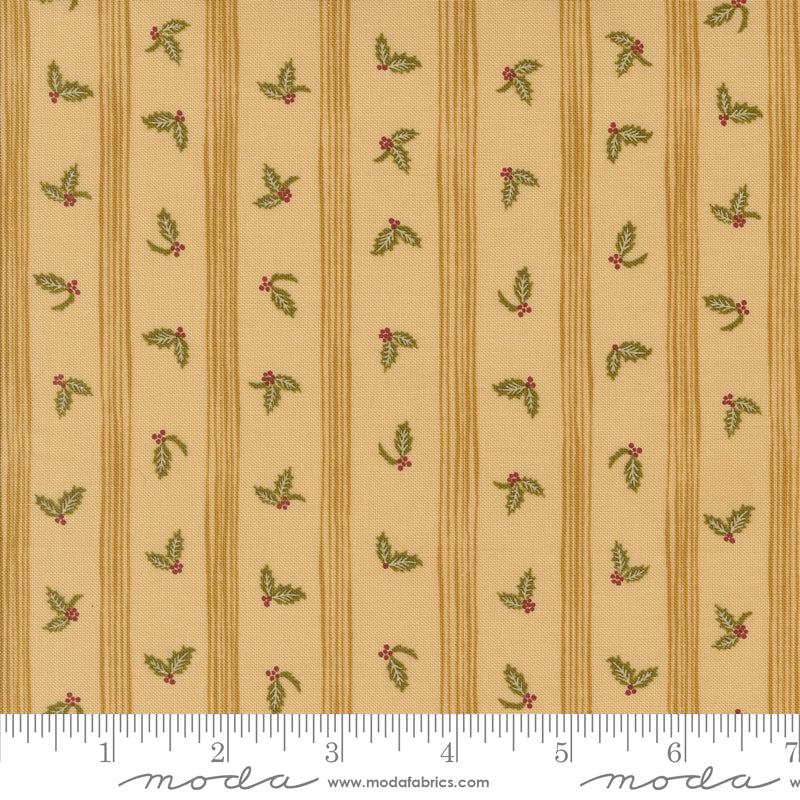 Old World Yuletide Striped Ribbons Almond by Fancy That Design House for Moda Fabrics
