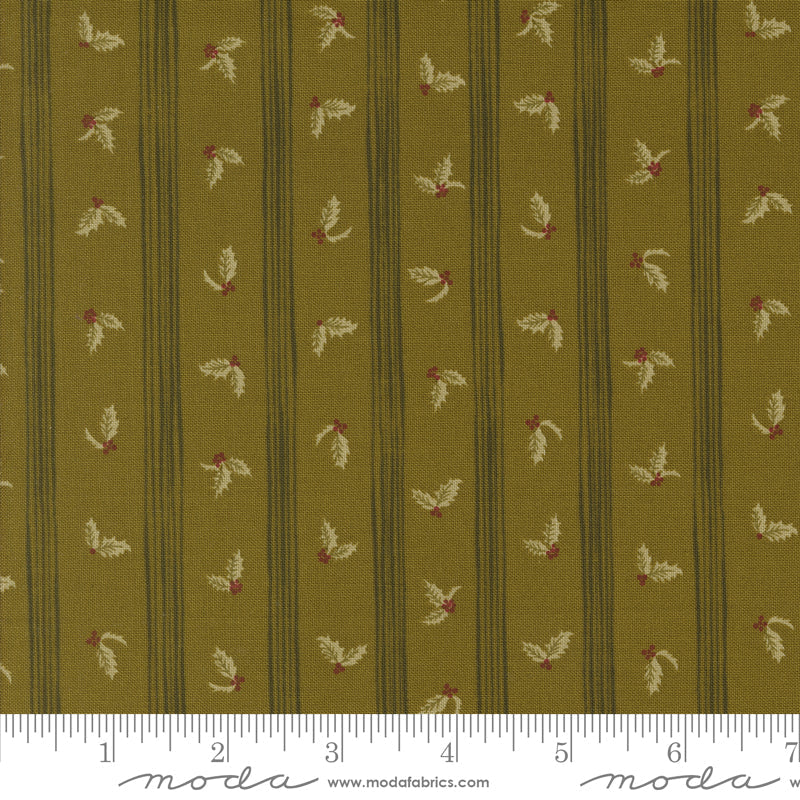Old World Yuletide Striped Ribbons Pickle by Fancy That Design House for Moda Fabrics