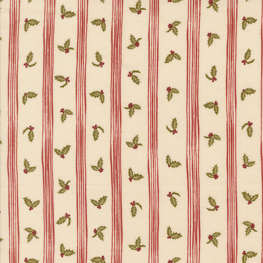 Old World Yuletide Striped Ribbons Eggshell by Fancy That Design House for Moda Fabrics
