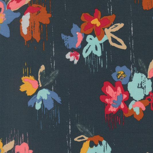 Boho Haven Brush Stroke Floral DEEP SEA by Fancy That Design House for Moda 45640-18