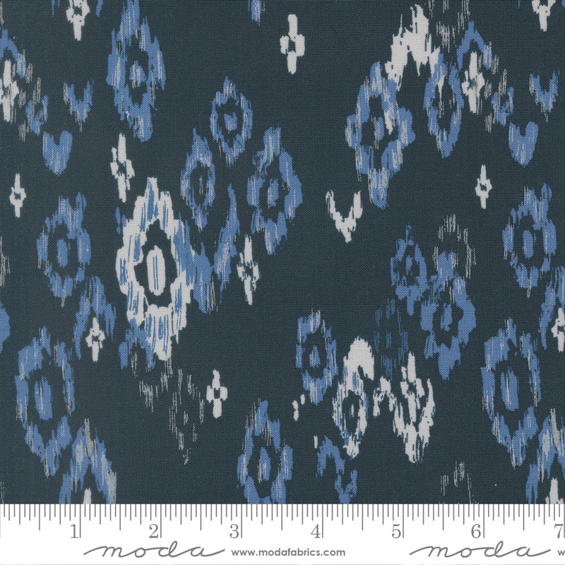 Boho Haven Feathered Ikat Blenders DEEP SEA by Fancy That Design House for Moda 45642-18 scale
