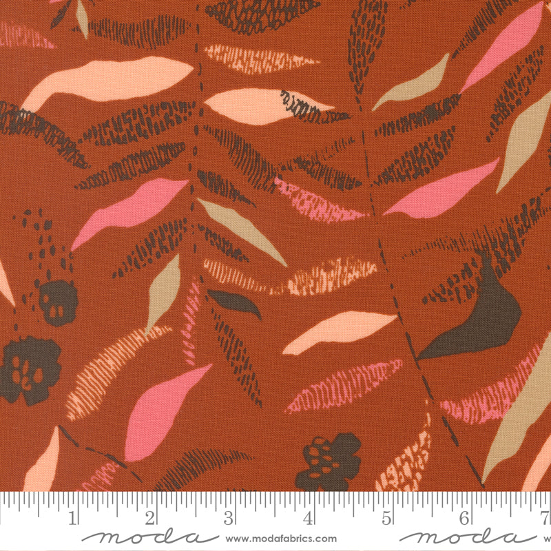 Boho Haven Textured Frond Blenders Leaves SPICE by Fancy That Design House for Moda 45643-14 scale