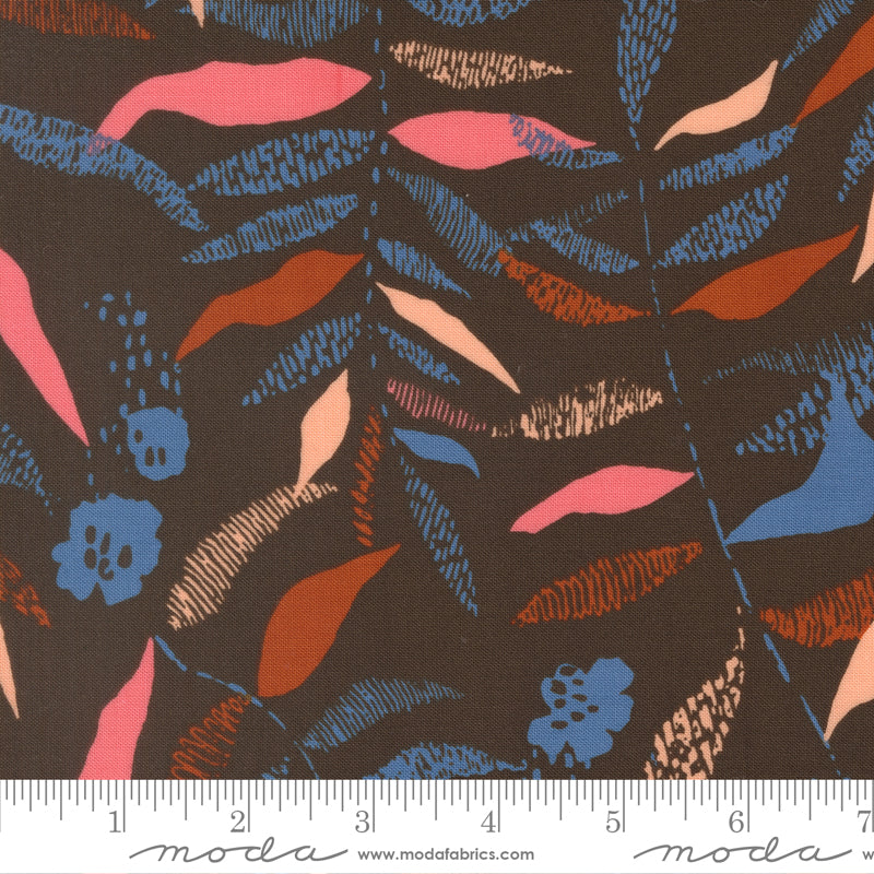 Boho Haven Textured Frond Blenders Leaves WALNUT by Fancy That Design House for Moda 45643-15 scale