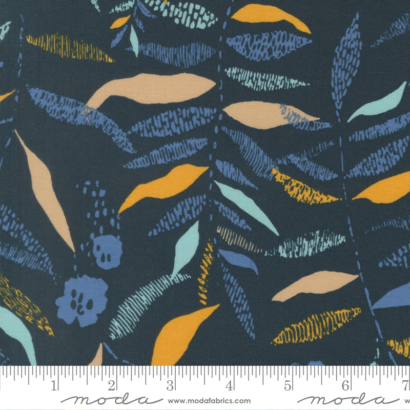 Boho Haven Textured Frond Blenders Leaves DEEP SEA by Fancy That Design House for Moda 45643-18 scale