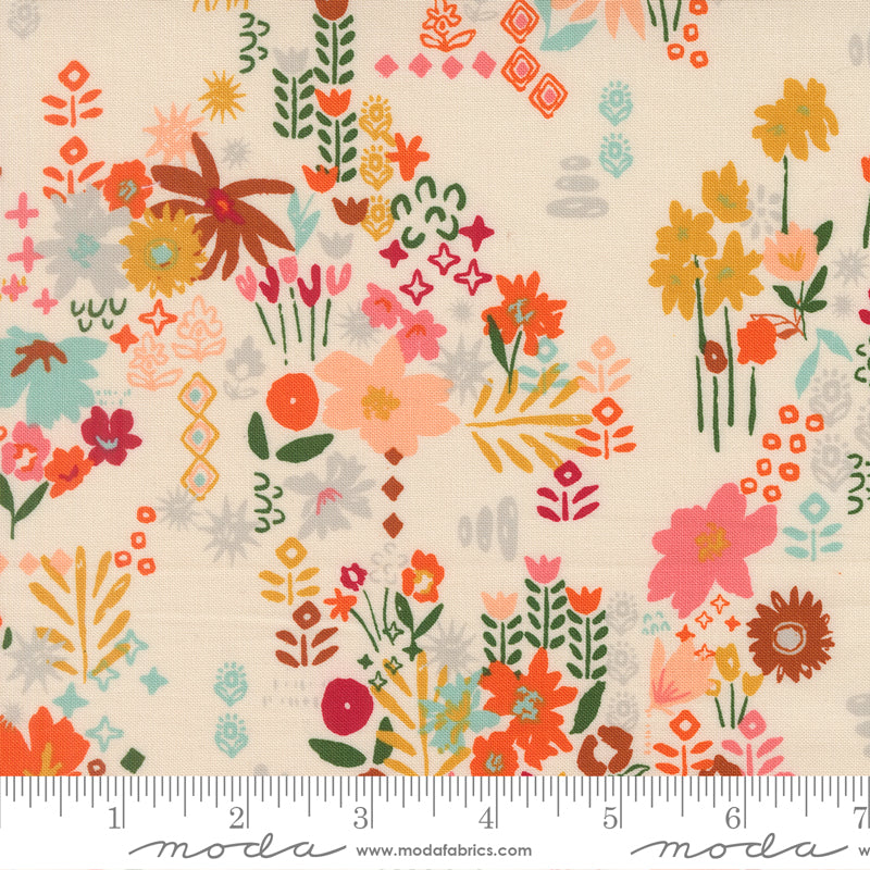 Boho Haven Busy Boho Florals EGGSHELL by Fancy That Design House for Moda 45644-11 scale