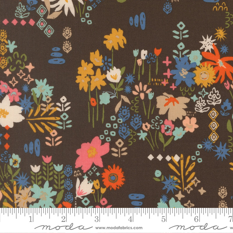 Boho Haven Busy Boho Florals WALNUT by Fancy That Design House for Moda 45644-15 scale