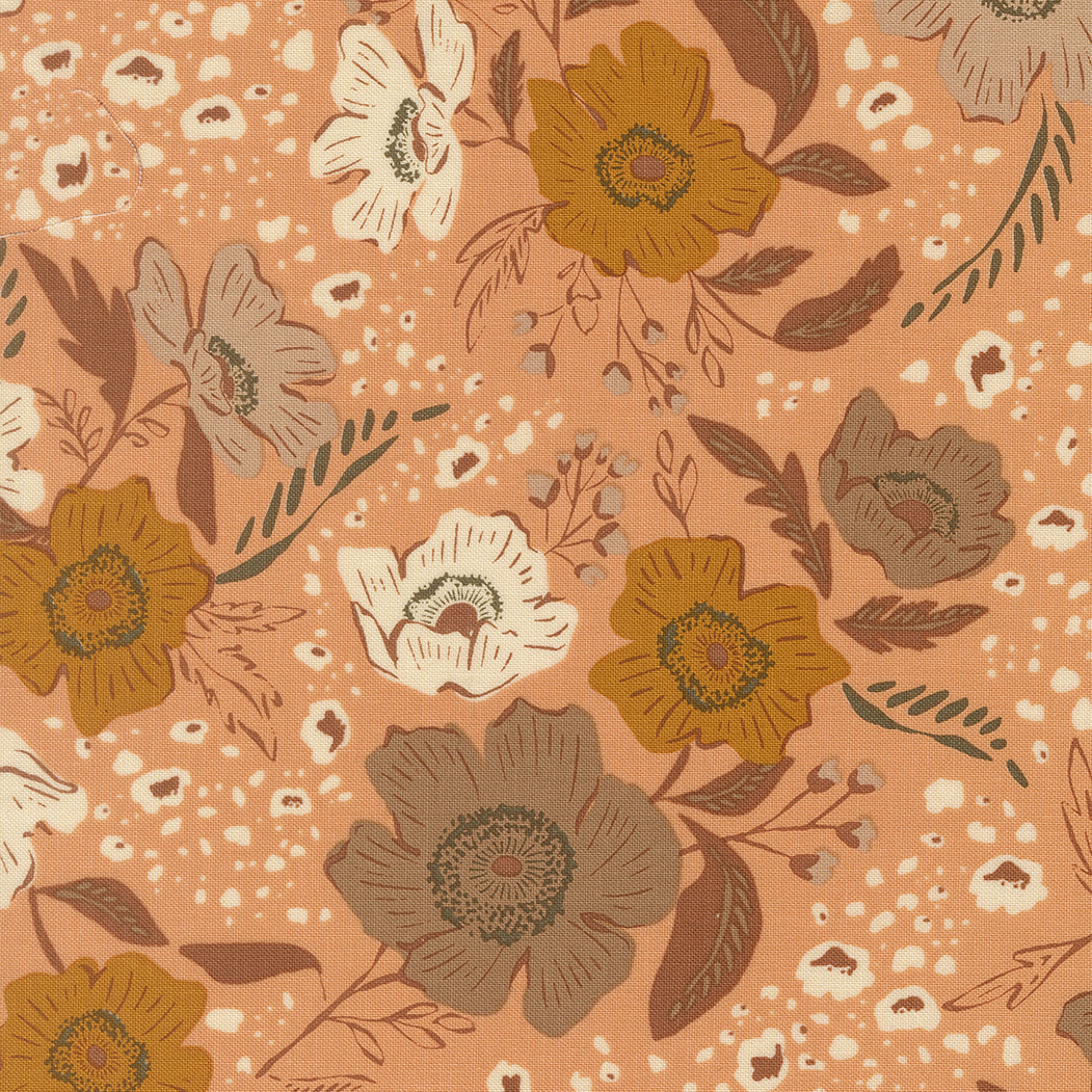 Wellspring Flora Flourish Florals Coral Seashell by Fancy That Design House for Moda Fabrics