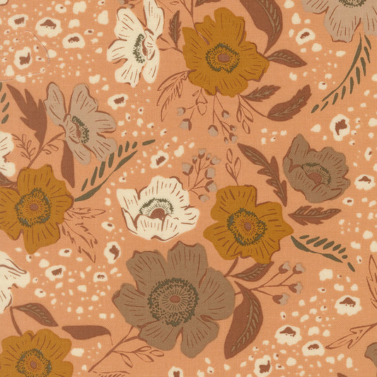 Wellspring Flora Flourish Florals Coral Seashell by Fancy That Design House for Moda Fabrics