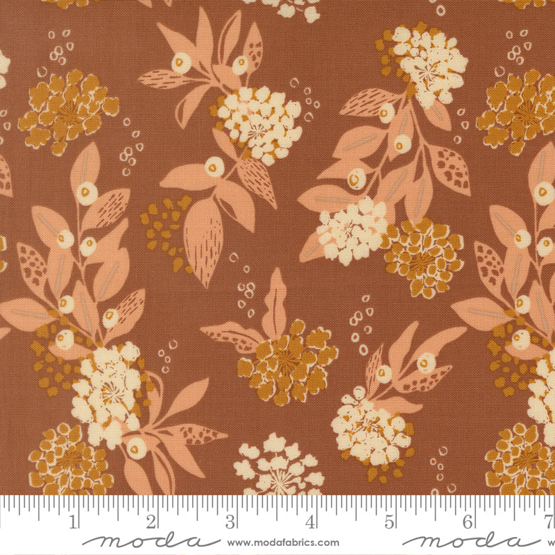 Wellspring Inflorescence Florals Dark Clay by Fancy That Design House for Moda Fabrics