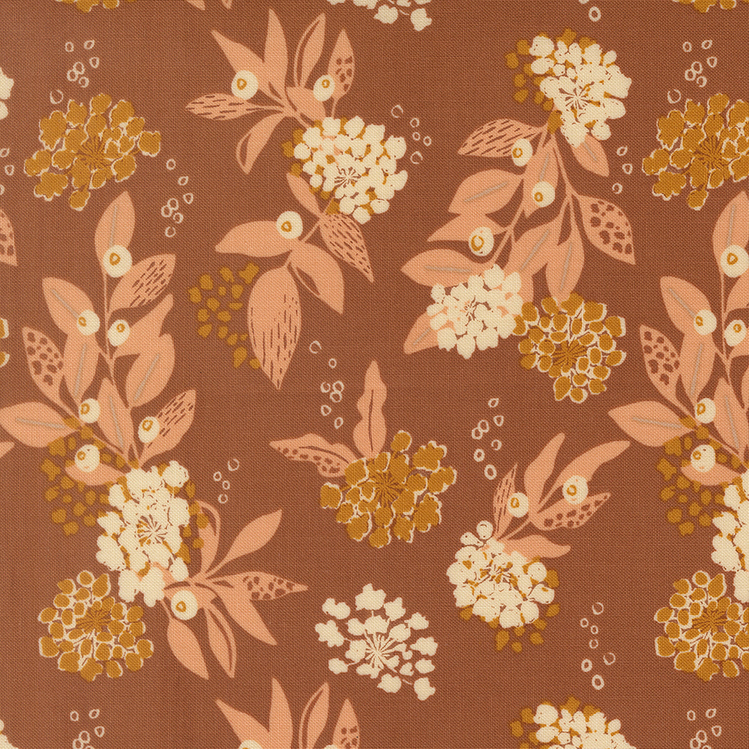 Wellspring Inflorescence Florals Dark Clay by Fancy That Design House for Moda Fabrics