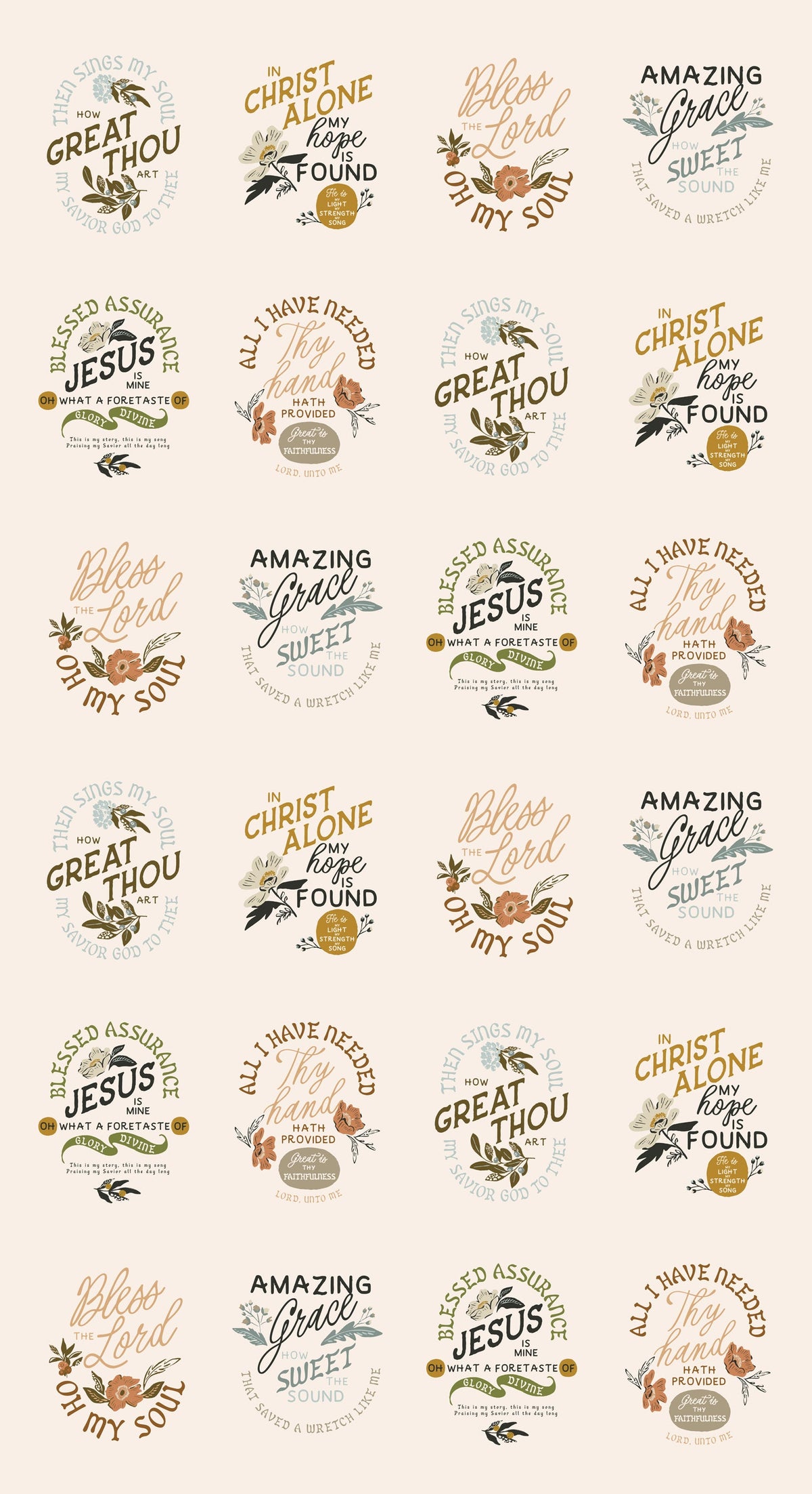 Wellspring Small Text Praise 22" x 44" Eggshell Mochi Linen Panel by Fancy That Design House for Moda Fabrics
