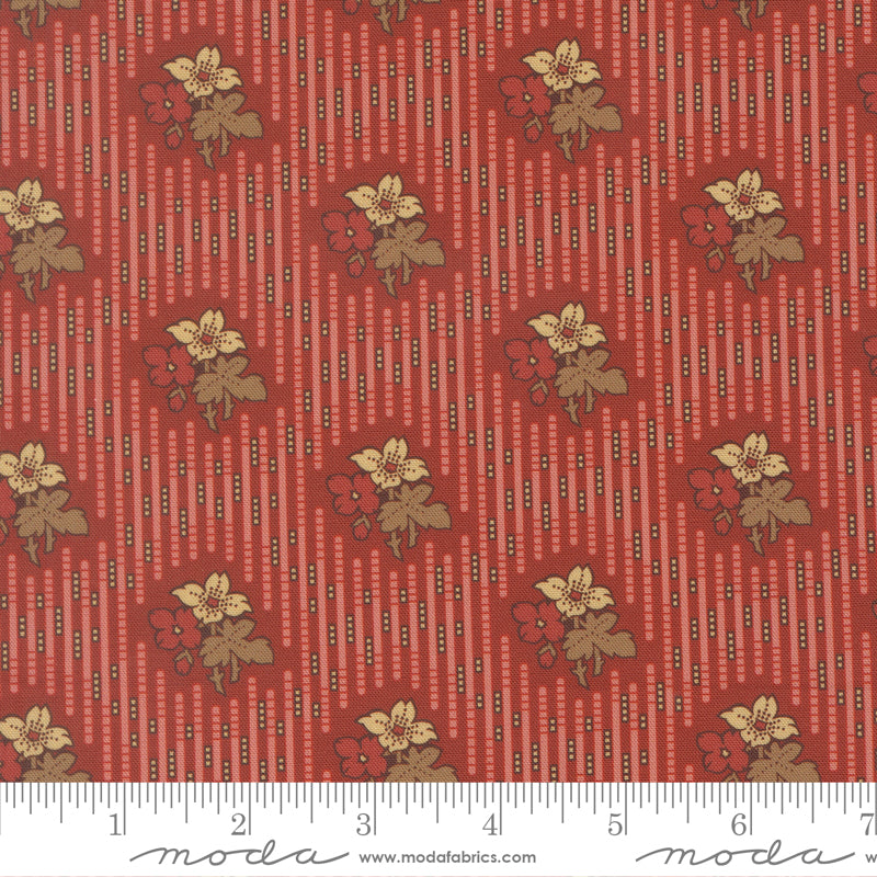 Pamelias Path Best Dress Stripes Floral Madder Red scale