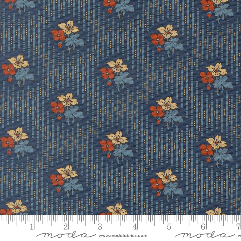 Pamelias Path Best Dress Stripes Floral Indigo scale
