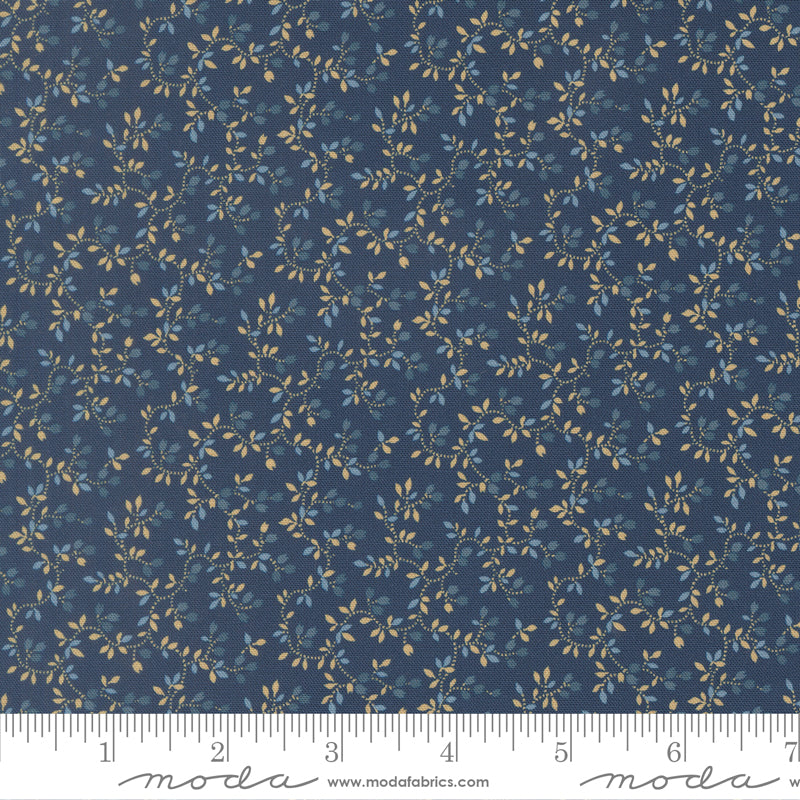 Pamelias Path Entwined Florals Vines Indigo scale